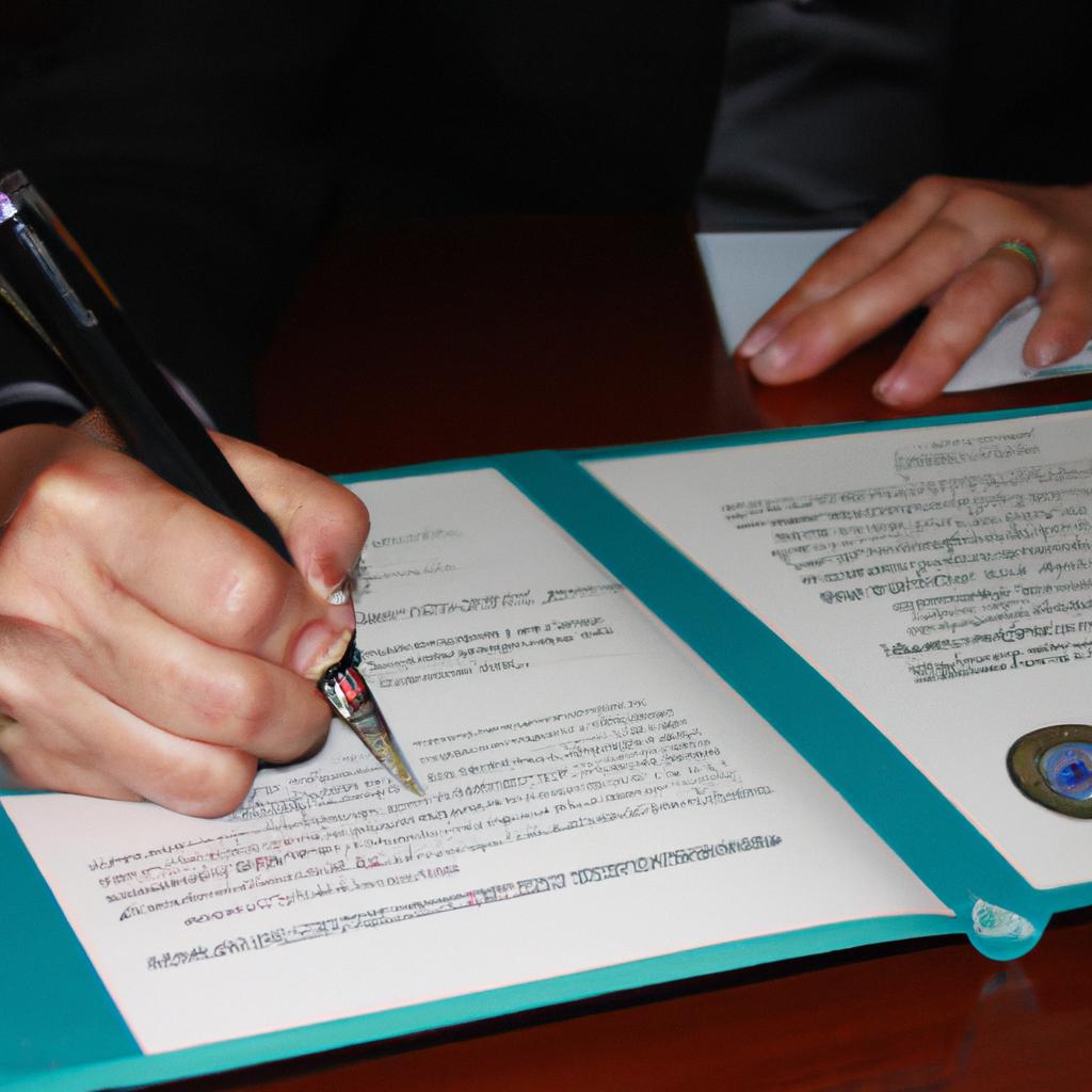 Person signing bilateral treaty document