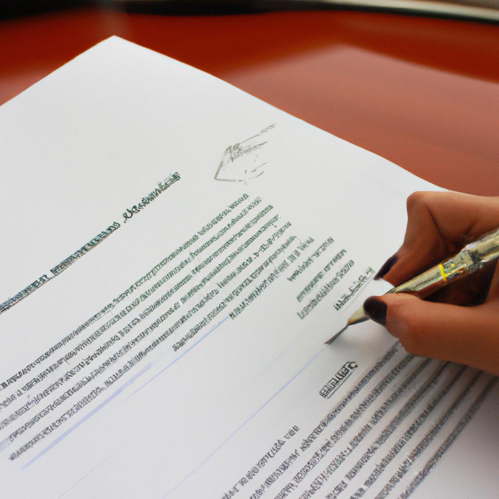 Person signing trade agreement document